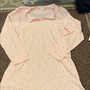 Pink Polka Dot Long Sleeve Nightgown